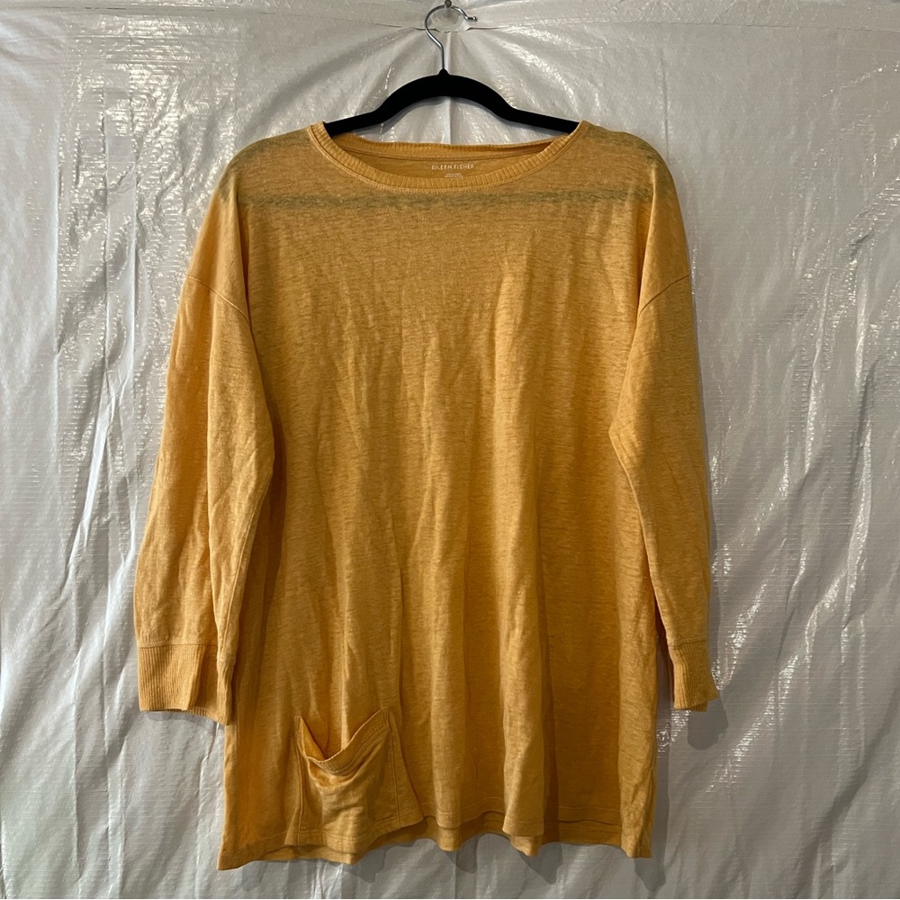 Eileen Fisher Yellow Linen Sweater Size Large